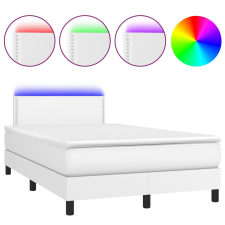 vidaXL fehér műbőr rugós ágy matraccal és LED-del 120x200 cm (3134154) ágy és ágykellék
