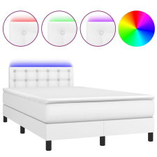 vidaXL fehér műbőr rugós ágy matraccal és LED-del 120x200 cm (3134214) ágy és ágykellék