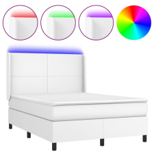 vidaXL fehér műbőr rugós ágy matraccal és LED-del 140x190 cm (3139260) ágy és ágykellék