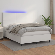 vidaXL fehér műbőr rugós ágy matraccal és LED-del 140x200 cm ágy és ágykellék