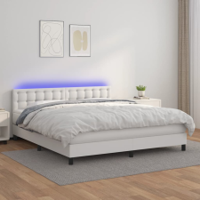 vidaXL fehér műbőr rugós ágy matraccal és LED-del 160x200 cm ágy és ágykellék