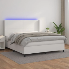 vidaXL fehér műbőr rugós ágy matraccal és LED-del 180x200 cm ágy és ágykellék