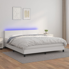 vidaXL fehér műbőr rugós ágy matraccal és LED-del 180x200 cm ágy és ágykellék