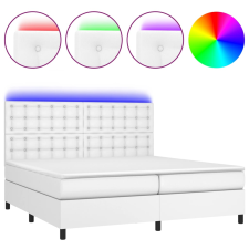 vidaXL fehér műbőr rugós ágy matraccal és LED-del 200x200 cm (3135964) ágy és ágykellék
