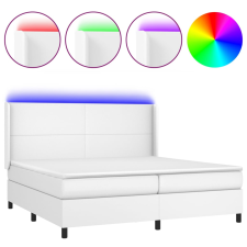 vidaXL fehér műbőr rugós ágy matraccal és LED-del 200x200 cm (3139284) ágy és ágykellék