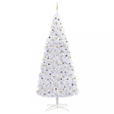 vidaXL Fehér műkarácsonyfa LED-ekkel és gömbökkel 400 cm műfenyő