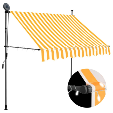 vidaXL fehér-narancssárga kézzel kihúzható LED-es napellenző 100 cm kerti bútor