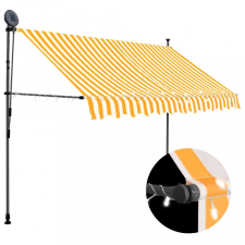 vidaXL Fehér-narancssárga kézzel kihúzható LED-es napellenző 250 cm kerti bútor