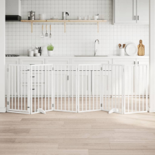 vidaXL fehér nyárfa 6 paneles összecsukható kutyakapu ajtóval 300 cm szállítóbox, fekhely kutyáknak