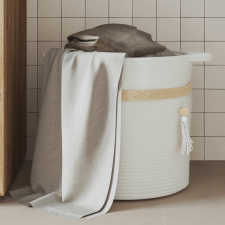 vidaXL fehér pamut tárolókosár Ø38 x 36 cm bútor
