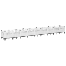 vidaXL fehér polipropilén kerti virágláda cövekekkel 363,5x43,5x43,5cm (368030) kerti tárolás