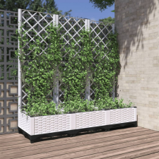 vidaXL Fehér polipropilén rácsos kerti ültetőláda 120 x 40 x 121,5 cm kerti tárolás