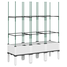 vidaXL fehér polipropilén rácsos kerti ültetőláda 120 x 40 x 142,5 cm (367959) kerti tárolás