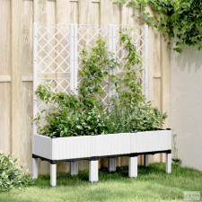 vidaXL Fehér polipropilén rácsos kerti ültetőláda 120 x 40 x 142 cm kerti tárolás
