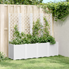 vidaXL fehér polipropilén rácsos kerti ültetőláda 160 x 40 x 140 cm kerti tárolás