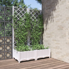 vidaXL fehér polipropilén rácsos kerti ültetőláda 80 x 40 x 121,5 cm kerti tárolás