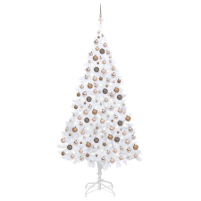 vidaXL fehér PVC műkarácsonyfa LED-fényekkel és gömbszettel 210 cm  (3077628) műfenyő