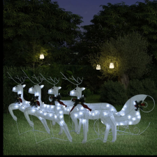 vidaXL fehér rénszarvas és szán karácsonyi dekoráció 100 LED-del karácsonyfa izzósor