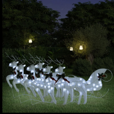 vidaXL Fehér rénszarvas és szán karácsonyi dekoráció 140 LED-del karácsonyi dekoráció