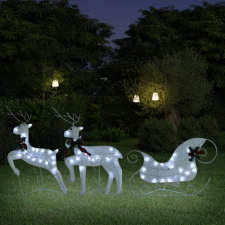 vidaXL Fehér rénszarvas és szán karácsonyi dekoráció 280x28x55 cm karácsonyi dekoráció