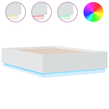 vidaXL fehér szerelt fa ágykeret LED-del 135 x 190 cm (3209646) ágy és ágykellék