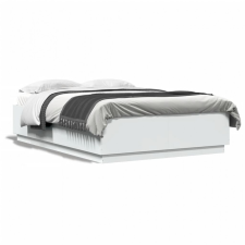 vidaXL Fehér szerelt fa ágykeret LED-világítással 150 x 200 cm ágy és ágykellék