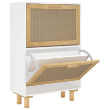vidaXL fehér szerelt fa és természetes rattan cipőszekrény 52x25x80 cm (345645) bútor