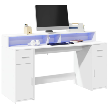 vidaXL fehér szerelt fa íróasztal LED-világítással 160 x 55 x 91 cm bútor