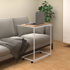 vidaXL fehér szerelt fa kisasztal kerekekkel 55x35x70 cm bútor