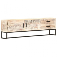 vidaXL Fehér tömör akácfa TV-szekrény 140 x 30 x 45 cm bútor