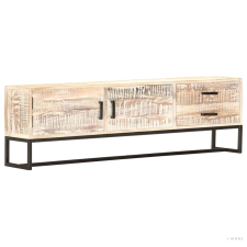 vidaXL Fehér tömör akácfa TV-szekrény 140 x 30 x 45 cm bútor