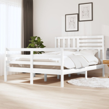vidaXL fehér tömör fa ágykeret 135 x 190 cm (4FT6 Double) ágy és ágykellék