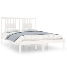 vidaXL fehér tömör fa ágykeret 135 x 190 cm (4FT6 Double) (3104039) ágy és ágykellék