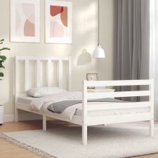 vidaXL fehér tömör fa ágykeret fejtámlával 100 x 200 cm ágy és ágykellék