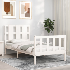 vidaXL fehér tömör fa ágykeret fejtámlával 100 x 200 cm ágy és ágykellék