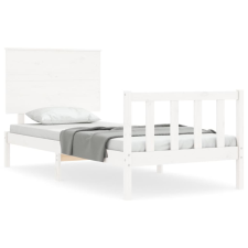 vidaXL fehér tömör fa ágykeret fejtámlával 100 x 200 cm (3193392) ágy és ágykellék