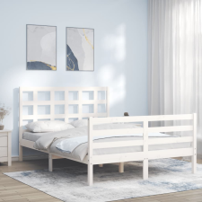 vidaXL fehér tömör fa ágykeret fejtámlával 120 x 200 cm ágy és ágykellék