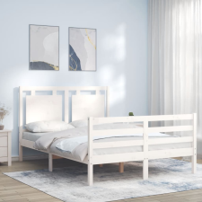 vidaXL fehér tömör fa ágykeret fejtámlával 120 x 200 cm ágy és ágykellék