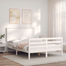 vidaXL fehér tömör fa ágykeret fejtámlával 120 x 200 cm ágy és ágykellék