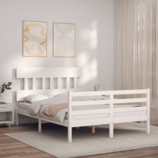 vidaXL fehér tömör fa ágykeret fejtámlával 120 x 200 cm ágy és ágykellék
