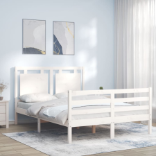 vidaXL fehér tömör fa ágykeret fejtámlával 140 x 190 cm ágy és ágykellék