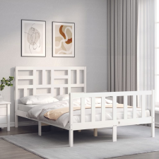 vidaXL fehér tömör fa ágykeret fejtámlával 140 x 190 cm ágy és ágykellék
