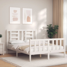 vidaXL fehér tömör fa ágykeret fejtámlával 140 x 190 cm ágy és ágykellék