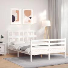 vidaXL fehér tömör fa ágykeret fejtámlával 140 x 190 cm ágy és ágykellék