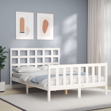 vidaXL fehér tömör fa ágykeret fejtámlával 140 x 190 cm bútor