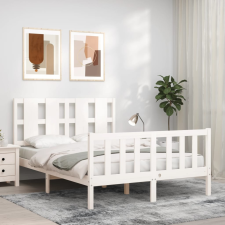 vidaXL fehér tömör fa ágykeret fejtámlával 140 x 190 cm ágy és ágykellék
