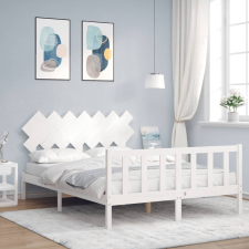 vidaXL fehér tömör fa ágykeret fejtámlával 140 x 190 cm ágy és ágykellék