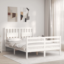vidaXL fehér tömör fa ágykeret fejtámlával 140 x 190 cm ágy és ágykellék