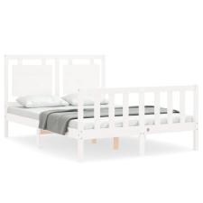 vidaXL fehér tömör fa ágykeret fejtámlával 140 x 190 cm (3192147) ágy és ágykellék