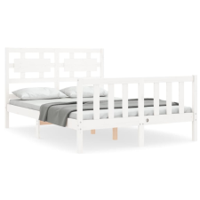 vidaXL fehér tömör fa ágykeret fejtámlával 140 x 190 cm (3192537) ágy és ágykellék